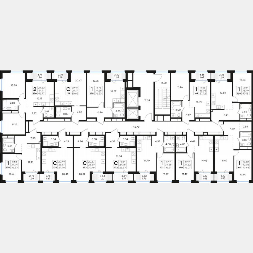 1-к. квартира, 40,2 м², 2/15 эт.