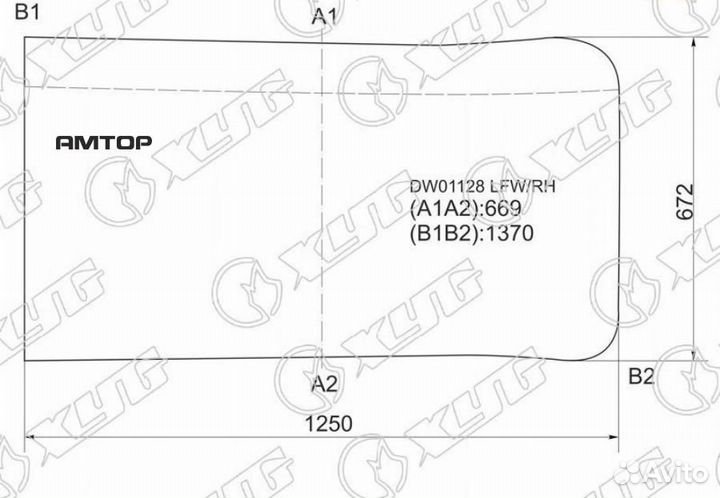 XYG DW01128 LFW/RH Стекло лобовое правая половинка