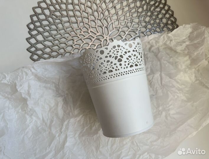 Кашпо для цветов белое IKEA Skurar