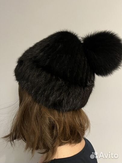 Шапка из вязаной норки