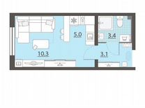 Квартира-студия, 21,8 м², 1/8 эт.