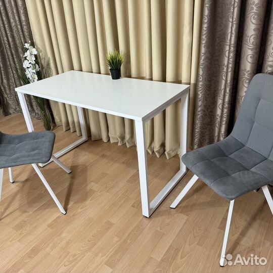 Кухонный стол Лофт 120*60 см. Белые ножки