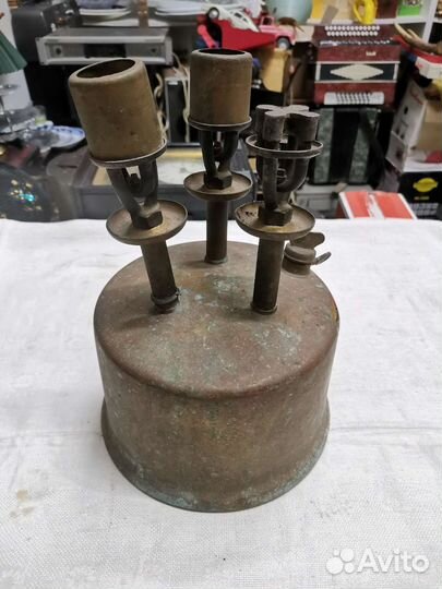 Примус латунный трёхгорелочный зшв 1966 год СССР