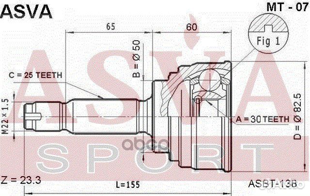 ШРУС наружный hyundai elantra 25x30x50 MT07 asva