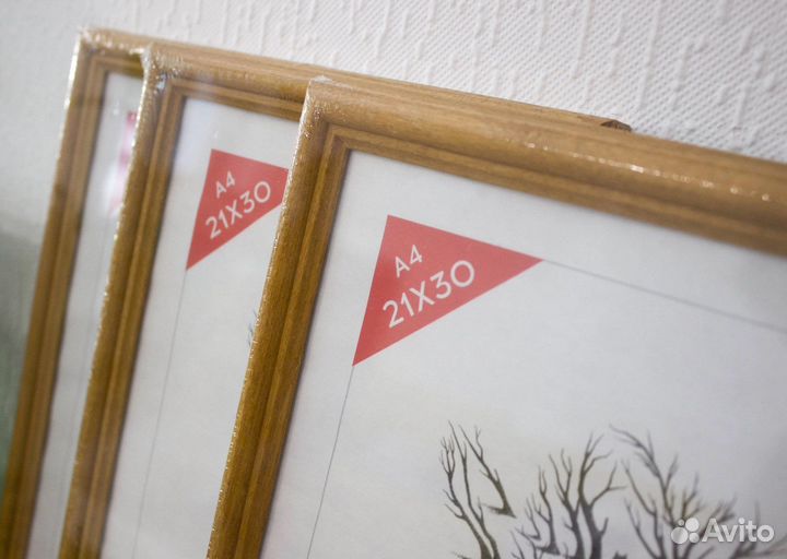 Рамки для фото, А4, дерево, стекло