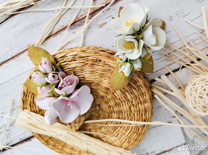 Украшения для волос цветы ручная работа