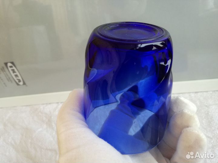 Стаканы синее стекло Франция 4 штуки 120 мл