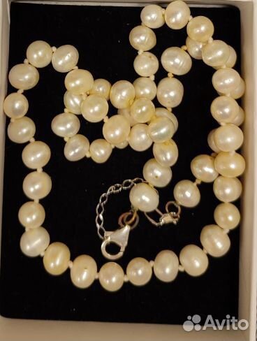 Бусы из природного жемчуга, замок сереб. украшение