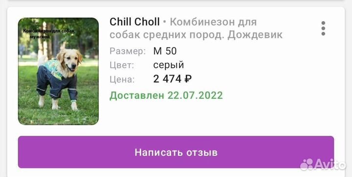 Дождевик для средней собаки