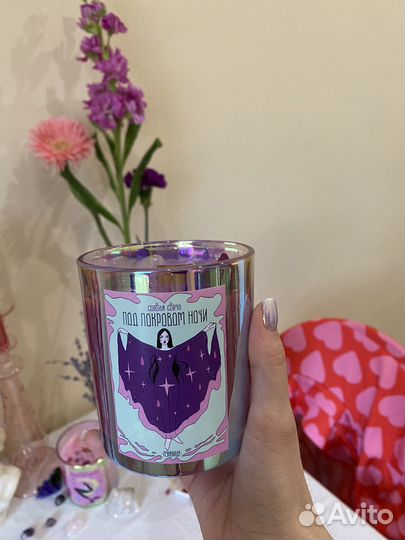 Соевая свеча ручной работы с натуральными камнями