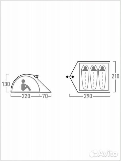 Палатка 3-местная Outventure 1 Second Tent 3