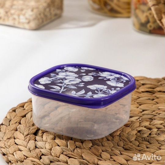 Контейнер пищевой Доляна «Цветы», 400 мл, квадрат