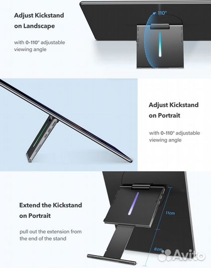 Портативный 15.6 IPS FHD с тачем hdmi type-c новый