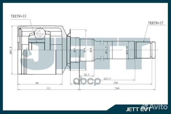 ШРУС внутренний jett V40-5042 V40-5042 jett