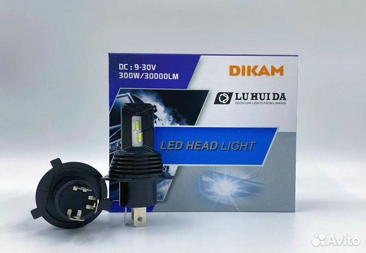 Лампы LED H4, 12/24v, ближний/дальний, чип Philips