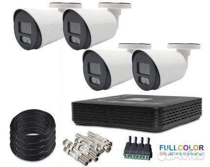 Комплект видеонаблюдения цветные круглосуточно 4 к