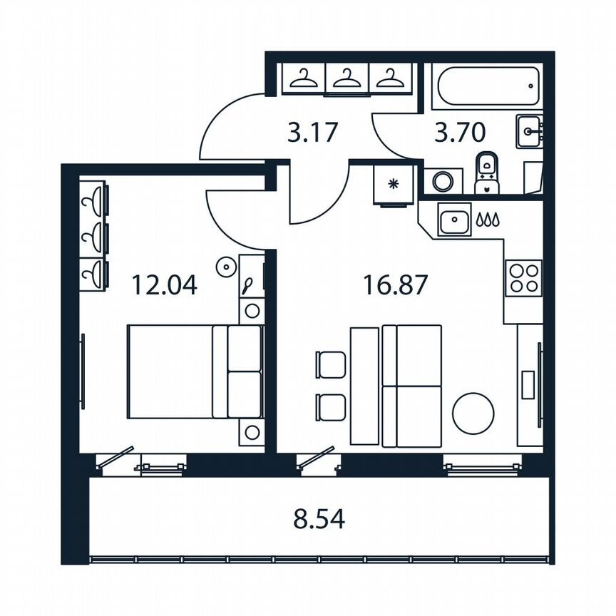 1-к. квартира, 40,1 м², 1/12 эт.