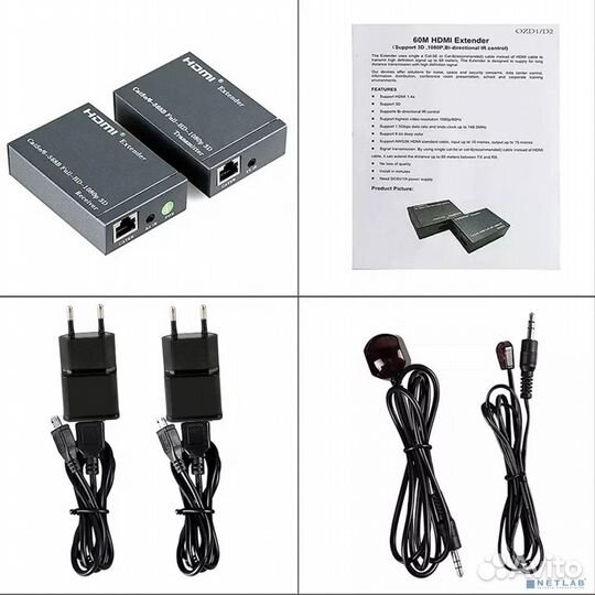 Orient VE045IR, hdmi extender (Tx+Rx), активный уд