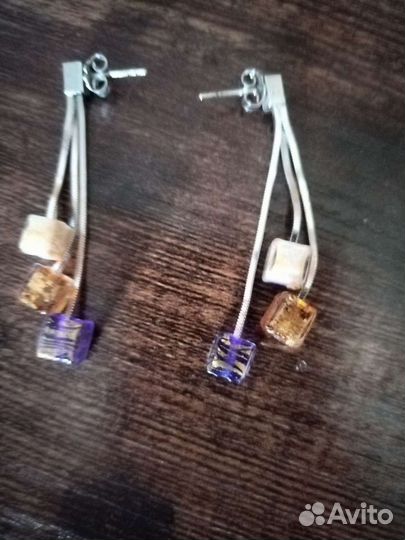 Серебряные серьги с муранским стеклом