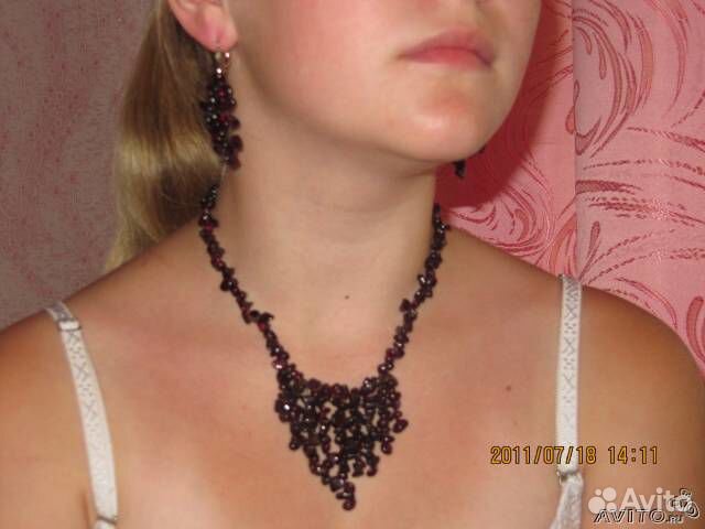 Колье + серьги (гранат)