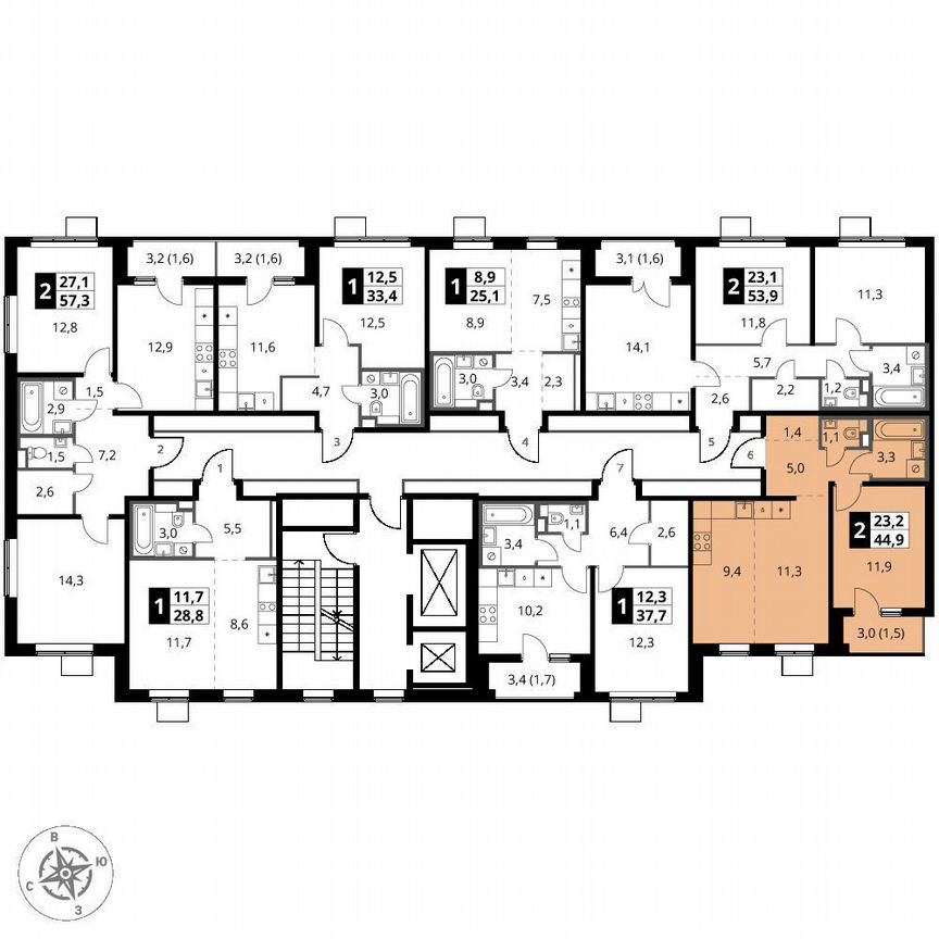 1-к. квартира, 44,9 м², 12/12 эт.