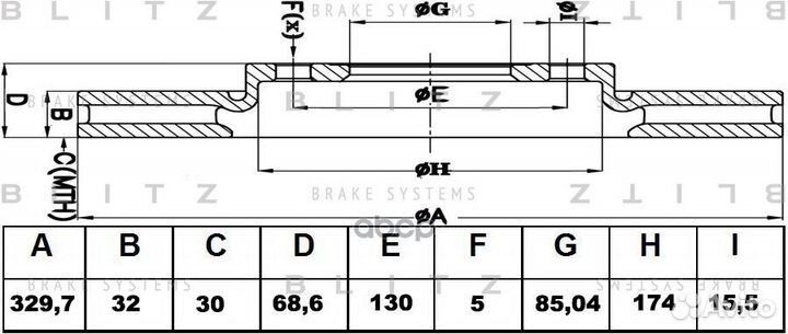 Диск тормозной передний левый вентилируемый п