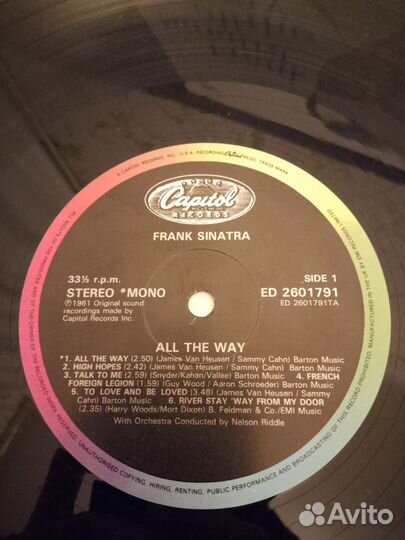 Виниловая пластинка Frank Sinatra al the way