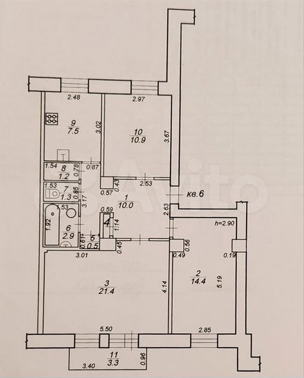 3-к. квартира, 70,4 м², 2/2 эт.