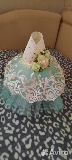 Свадебное украшение на бутылку шампанского