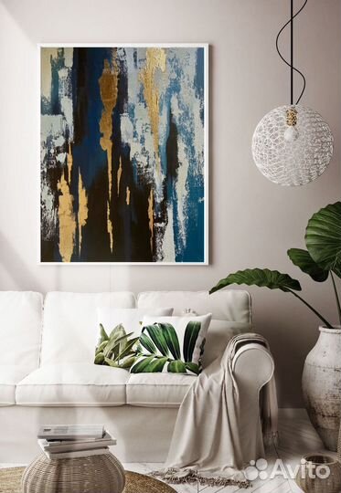 Картина абстрактная с золотом