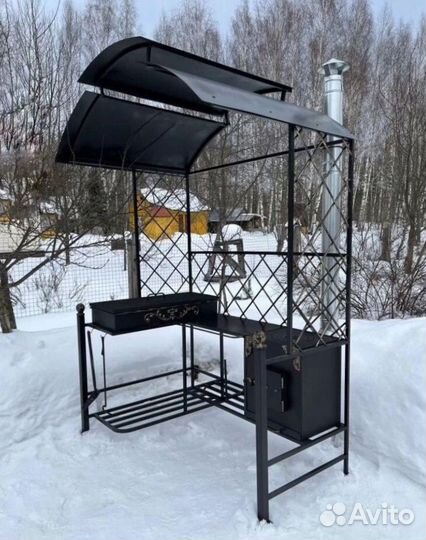 Мангал с крышей и печкой