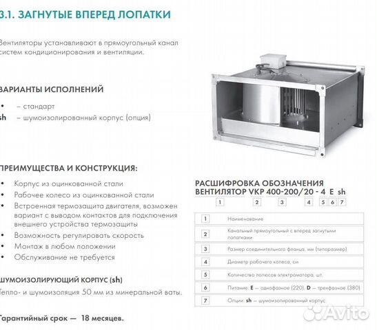 Приточный вентилятор прямоугольный