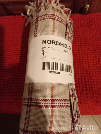 Плед новый светлый в клетку IKEA