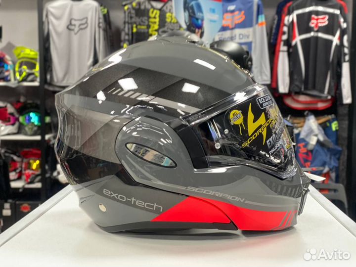 Мотошлем Scorpion EXO-tech EVO Серый/Черный/Красны