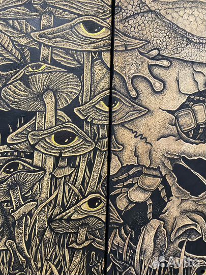 Интерьерная картина на досках от скейтборда