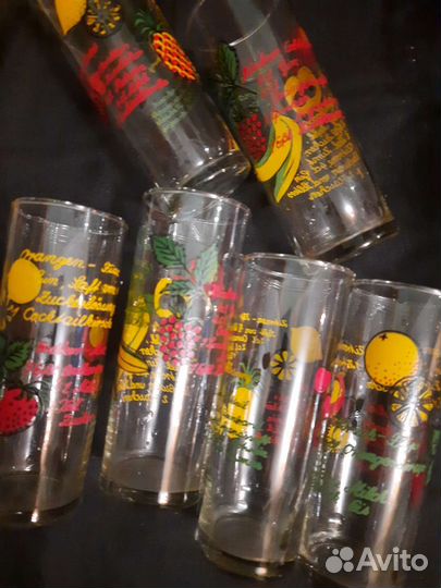 Винтаж: Набор стаканов для напитков, воды, сока, й