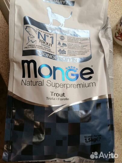 Корм для кошек monge с форелью 1,5 кг