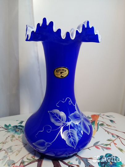 Ваза богемская стекло. Чехословакия винтаж