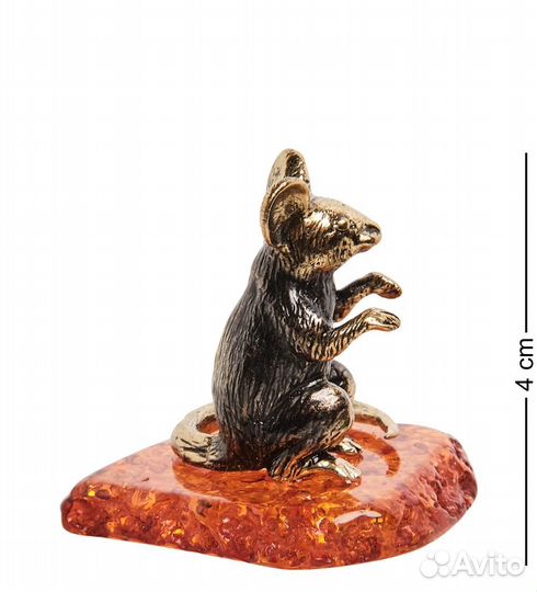 Фигурка Мышь Антон (латунь, янтарь) A2101916