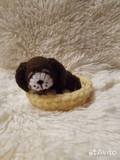 Щенок вязаный карманный