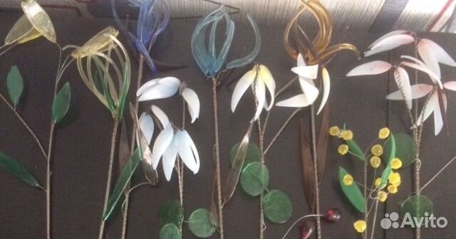 Чехия цветное стекло цветы винтаж ваза