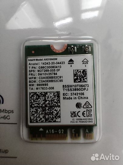 Fi адаптер + Bluetooth Intel Wi-Fi 6 AX210 NGW
