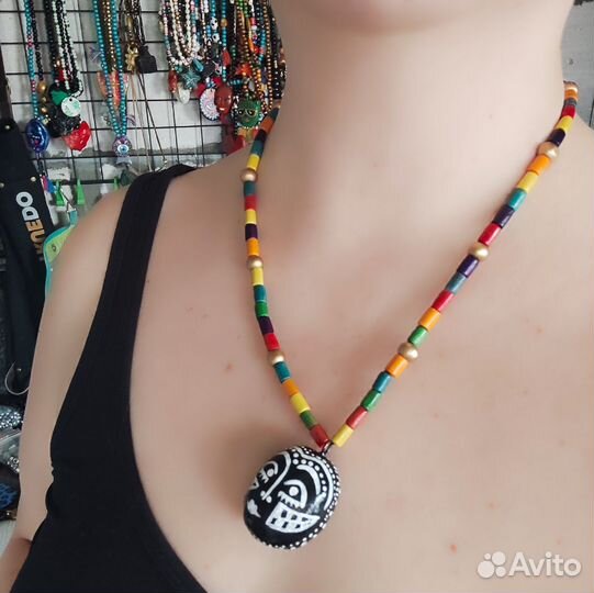 Бусы унисекс укороченные на резинке