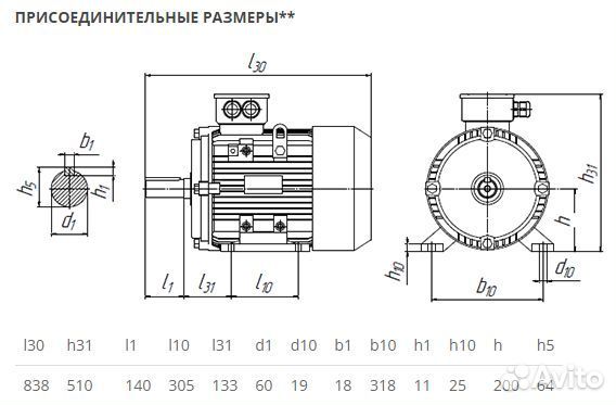 Электродвигатель аир 200L6 (30кВт-1000об) новый