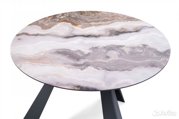 Стол стеклянный Вернер 115х75 серо-коричневый агат - графит