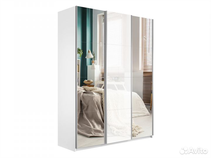 Шкаф-купе Широкий Прайм 3-х дверный (Стекло белое