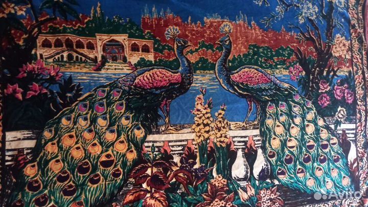 Ковер СССР плюш коврик павлины