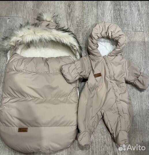 Конверт и комбинезон зимний +шапка