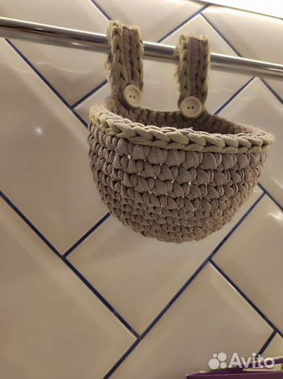 Вязаные корзинки ручной работы