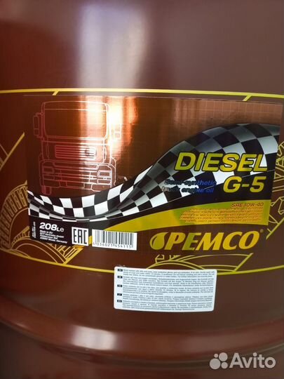 Моторное масло pemco diesel G-5 uhpd 10W-40 208л